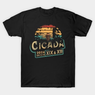 "Cicada 2024 Brood XIX & XIII" Vintage Antique Design Tee T-Shirt